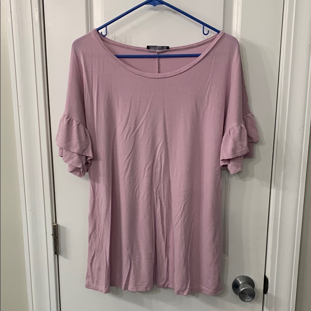 Relaxed Pink Ruffled Blouse